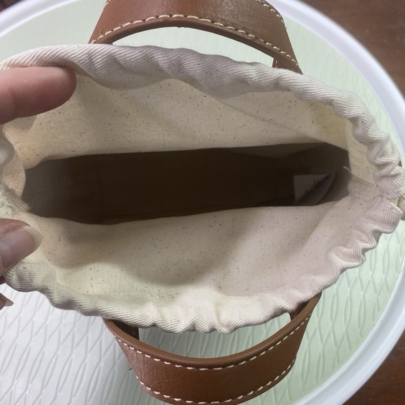 J.CREW Brown Mini Montauk Brown Leather Tote Concert Purse NWT DOESNT HAVE STRAP - Picture 5 of 12